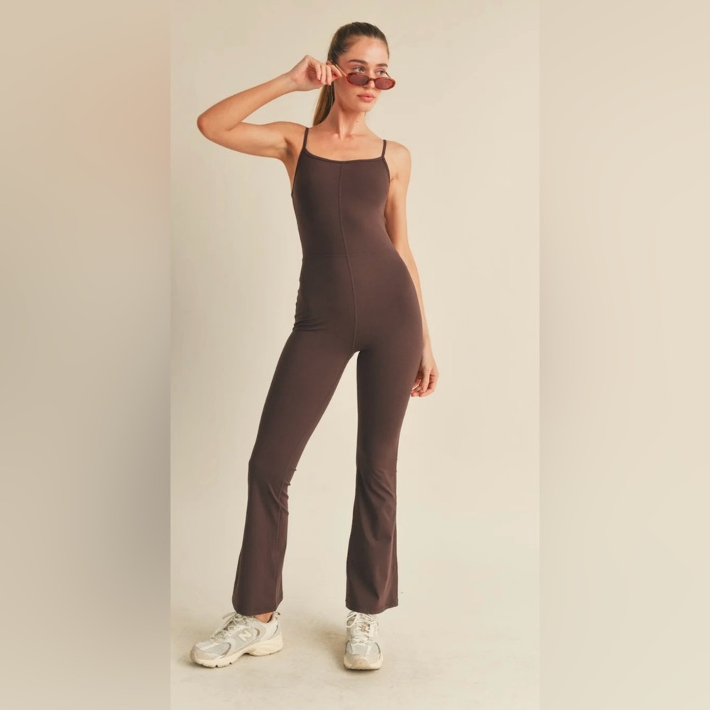 Kimberly C Chocolate Brown Flare Jumpsuit